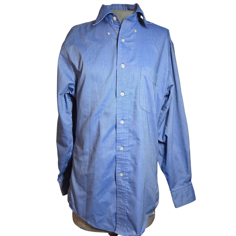 Lands End Blue Oxford Button Down Top Size 32 Medium